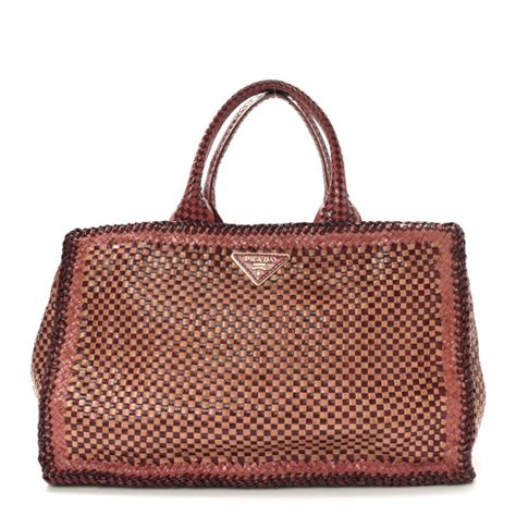 prada madras tote|PRADA Madras Woven Medium Tote Ribes Mughetto .